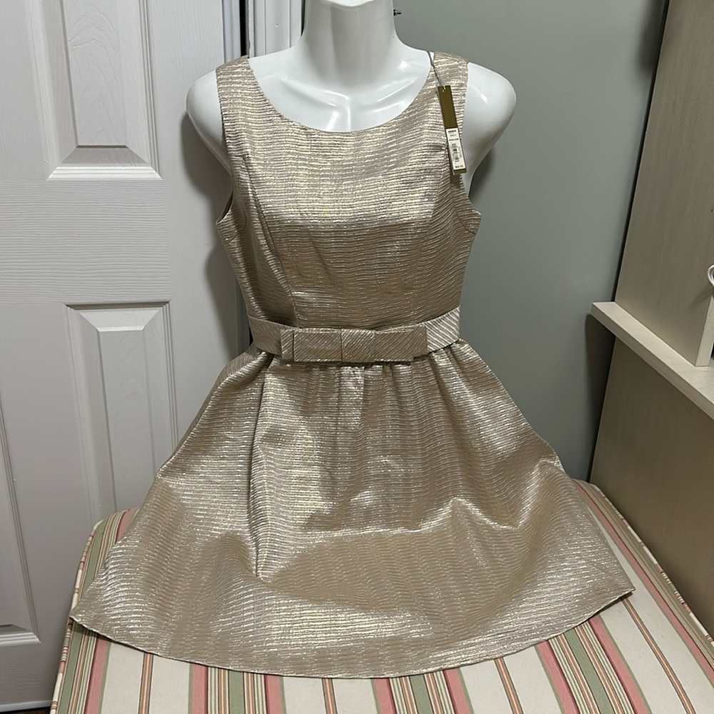 NEW LC Lauren Conrad size 4 Made in Philippines Gold Nude Dress